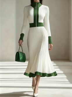 Women’s Zip-Front Knit Midi Dress